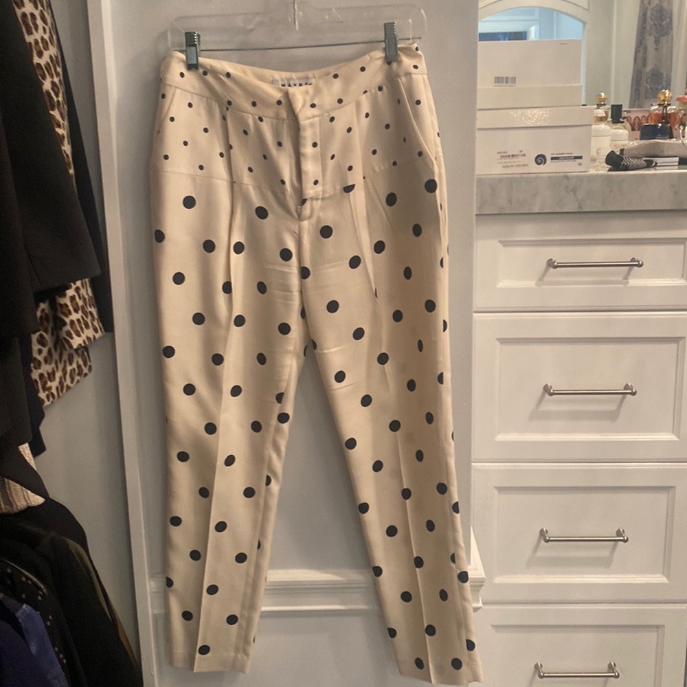 Wayne silk pleated polka dot trousers